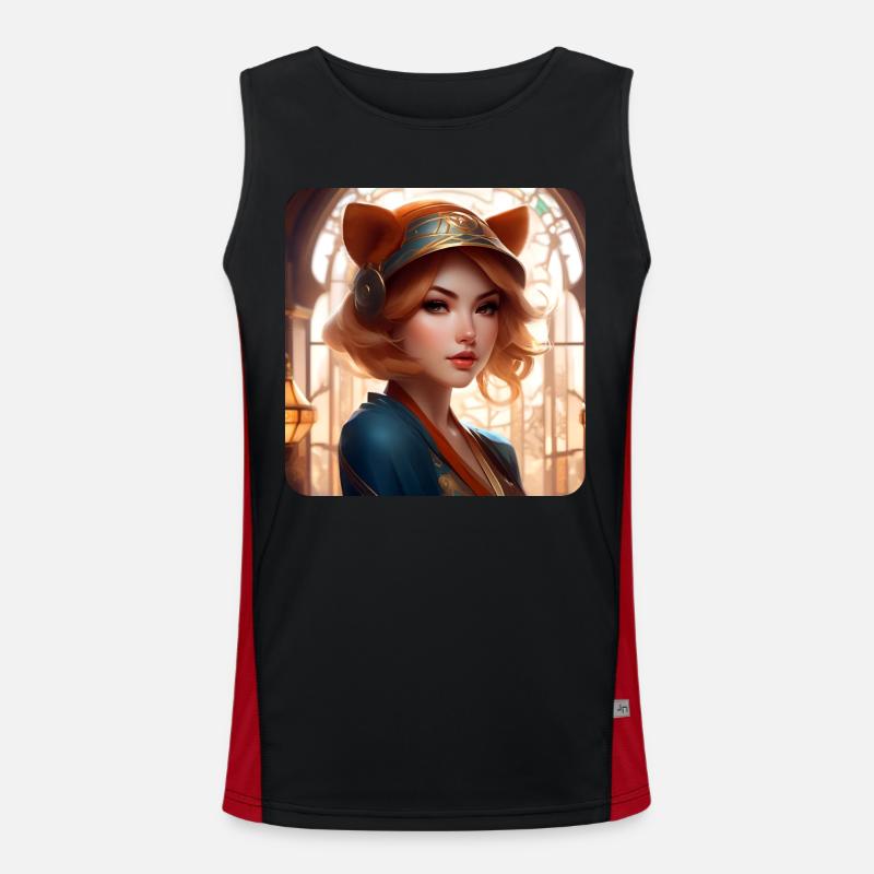 Cool Cosplay Girl Fox Men's Functional Contrast Tank Top 