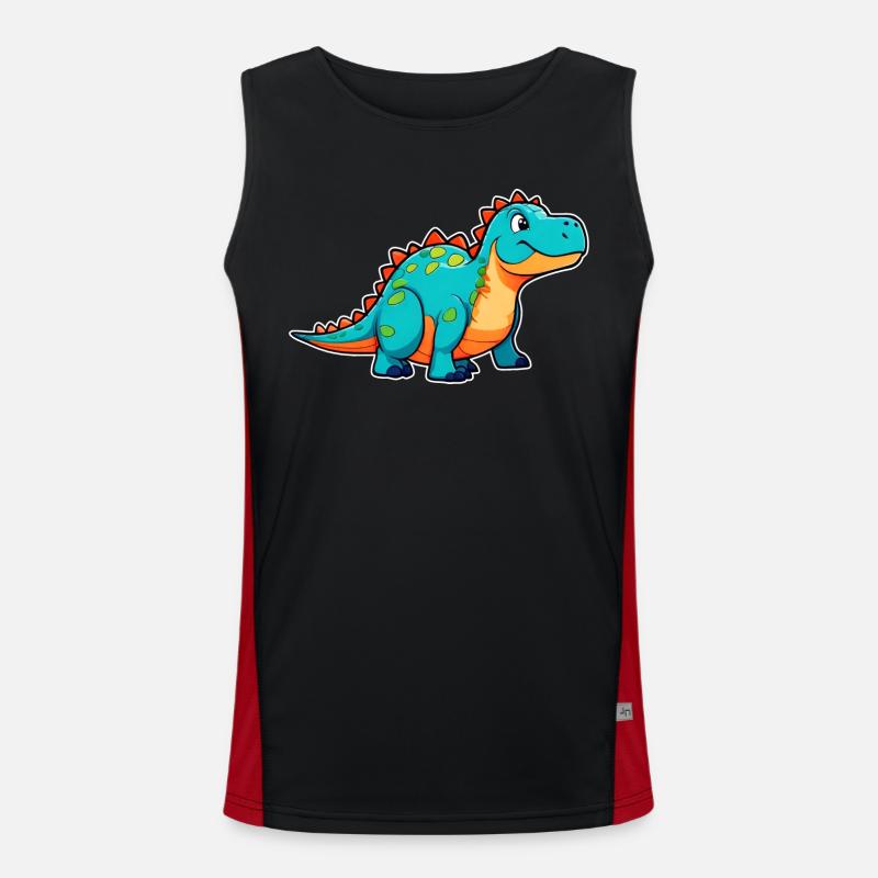 Cute Comic Dinosaur - Men's Functional Contrast Tank Top  - black/red