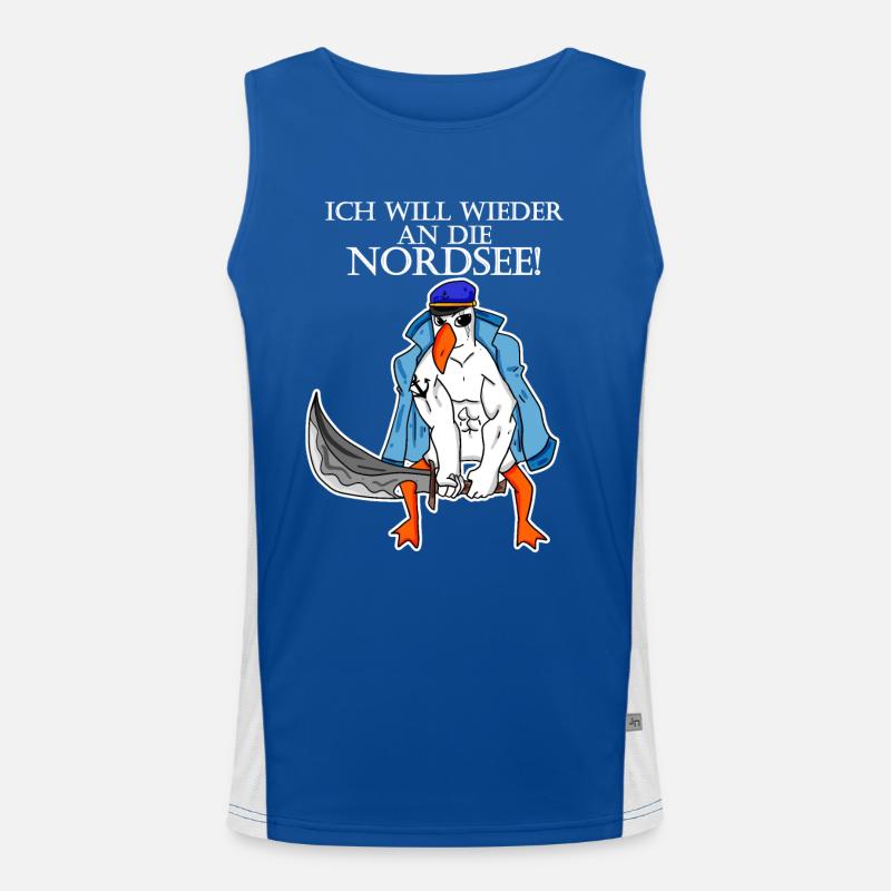 Nordsee Plattdeutsch Spruch Moin Möwe Funktionelles Kontrast-Tank Top für Männer 