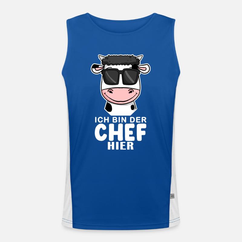 Cool Kuh Chef Spruch Funktionelles Kontrast-Tank Top für Männer 