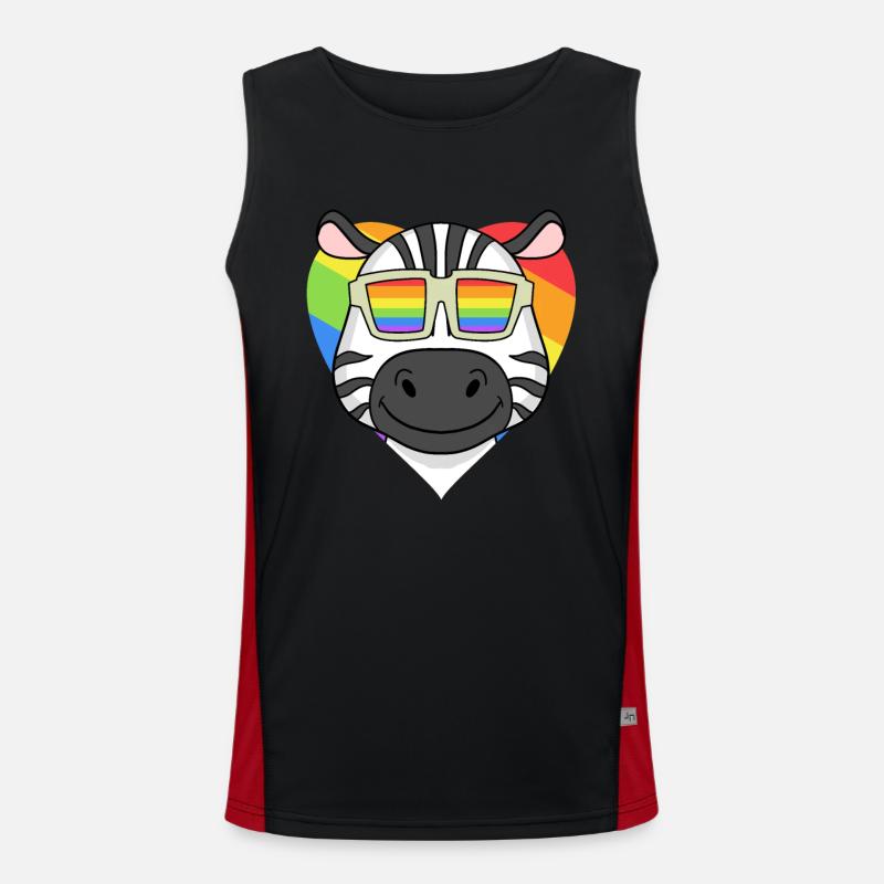 Regenbogen - Zebra mit Brille Funktionelles Kontrast-Tank Top für Männer 