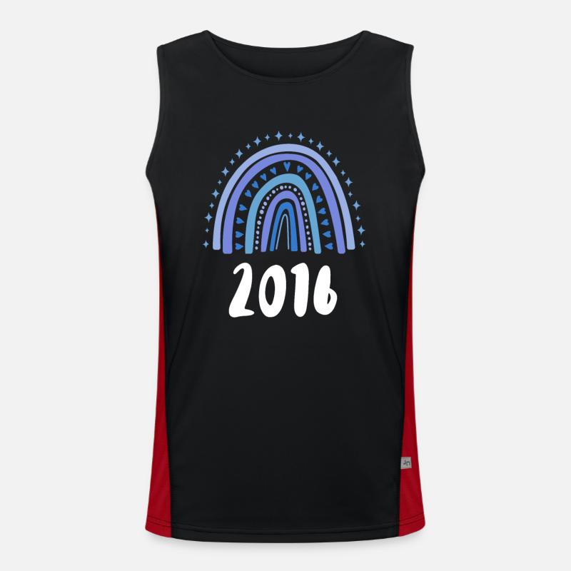 Bleu Arc-en-ciel Année de naissance Millésime 2016 Débardeur respirant contrasté Homme 