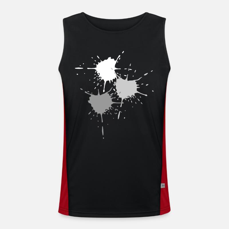 Art - Exploding color blots in gray Men's Functional Contrast Tank Top 