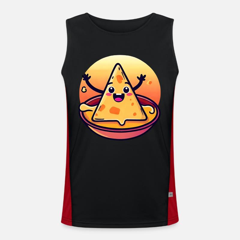 Nacho chip in creamy cheese bath Men's Functional Contrast Tank Top 