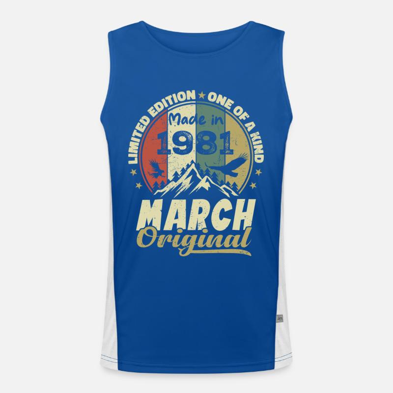 März 1981 Geburtstagsgeschenk Limitierte Auflage Funktionelles Kontrast-Tank Top für Männer 