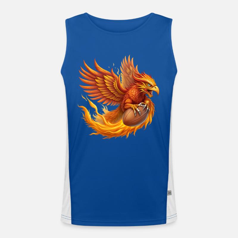 Hyper realistic phoenix striking out soccer ball Men's Functional Contrast Tank Top 