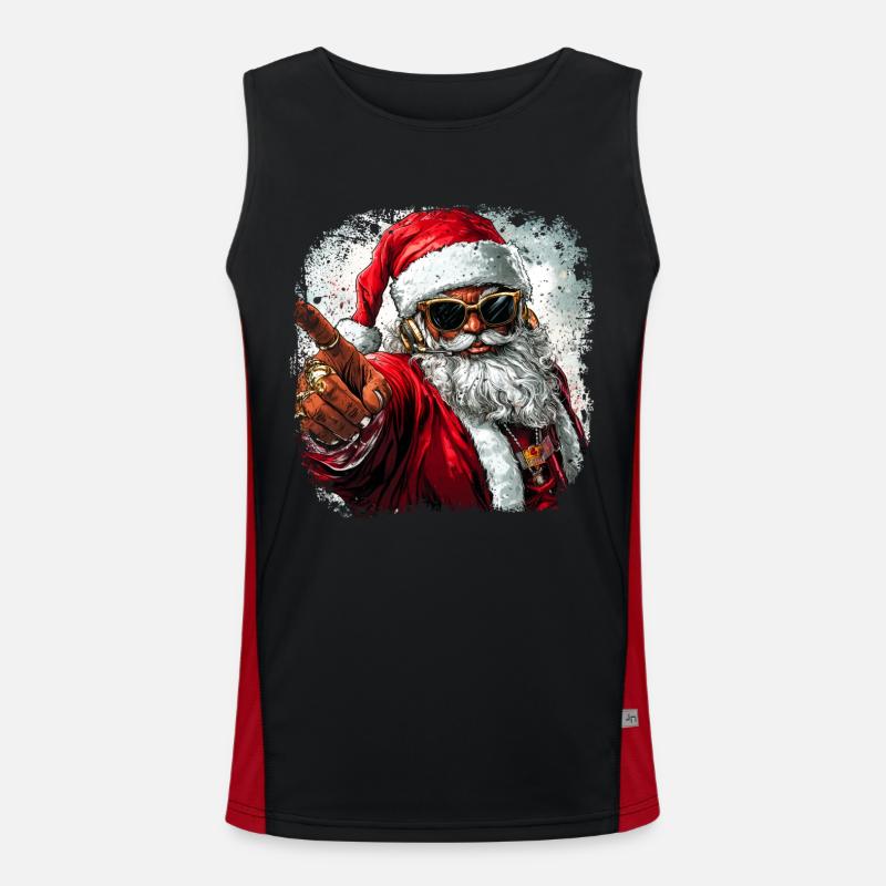 Rapper Weihnachtsmann Funktionelles Kontrast-Tank Top für Männer 