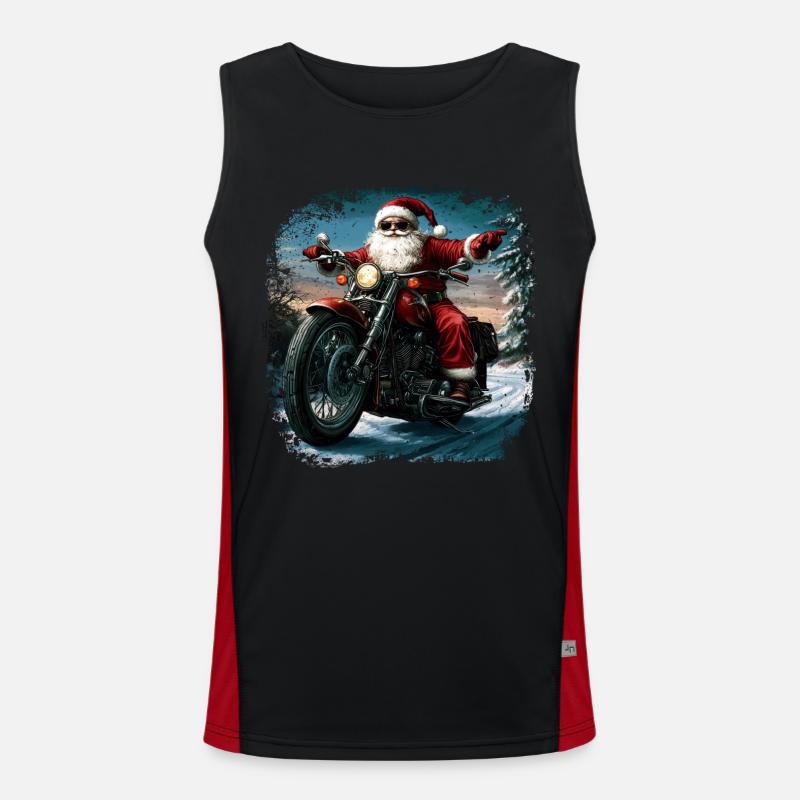 Motorradfahrer Weihnachtsmann Funktionelles Kontrast-Tank Top für Männer 
