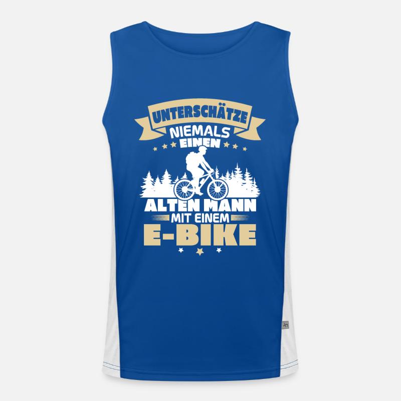 Alten mann mit einem e bike Funktionelles Kontrast-Tank Top für Männer 