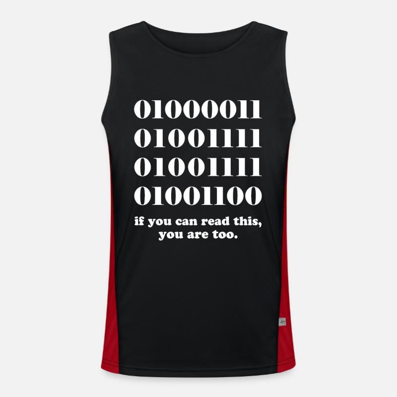 Computer binary code developers gift - Men's Functional Contrast Tank Top - black/red