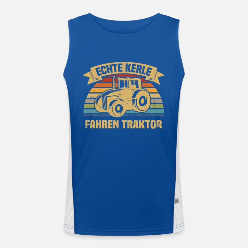 Echte Kerle fahren Traktor Funktionelles Kontrast-Tank Top für Männer 