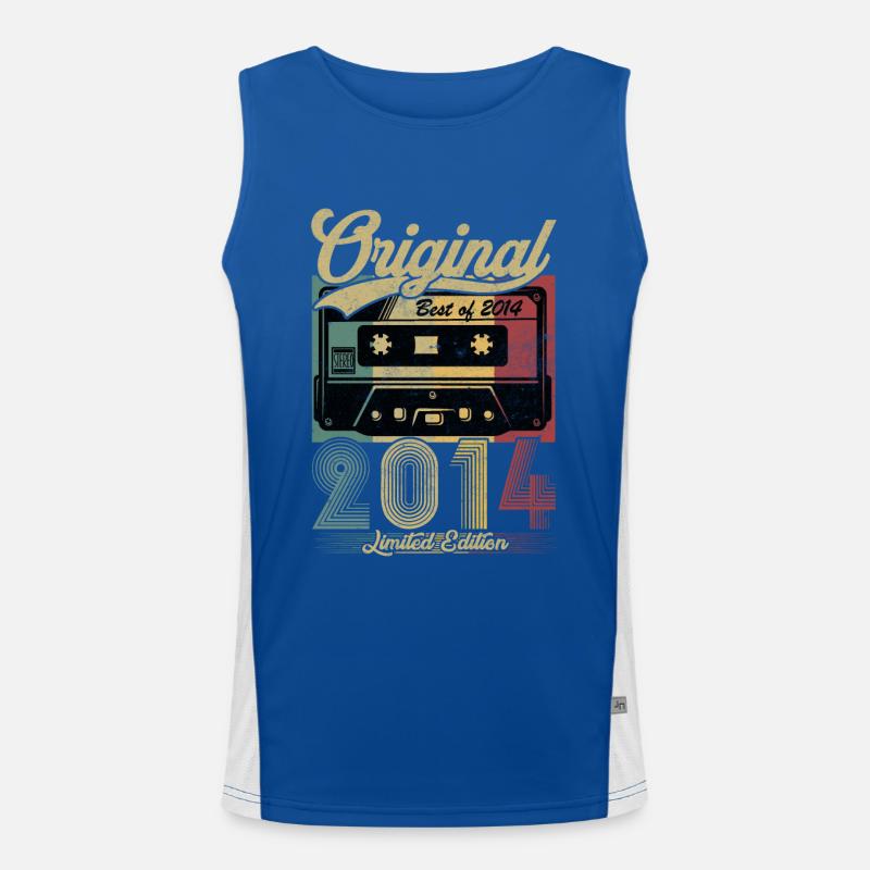 Vintage Anniversary 2014 Retro Cassette Men's Functional Contrast Tank Top 