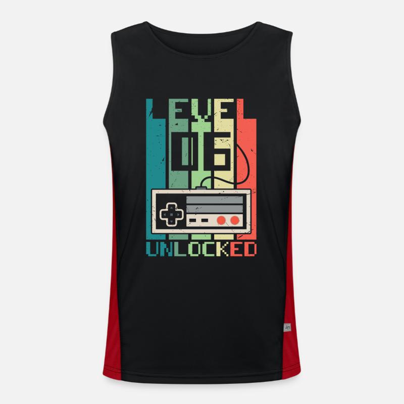 Level 6 Unlocked - Men's Functional Contrast Tank Top  - black/red