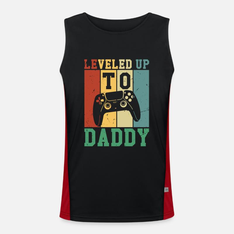 Leveled Up To Daddy - Men's Functional Contrast Tank Top  - black/red