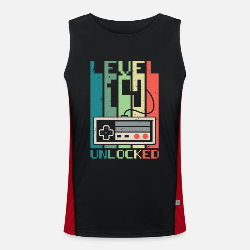 Level 14 Unlocked - Men's Functional Contrast Tank Top  - black/red