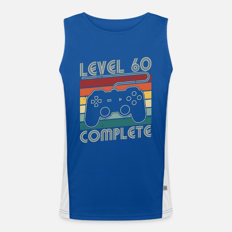 Level 60 Complete 60 Jahre Geburtstags Geschenk Funktionelles Kontrast-Tank Top für Männer 
