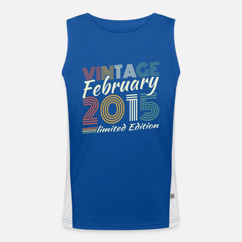 February 2015 Retro Vintage Birthday Gift Men's Functional Contrast Tank Top 