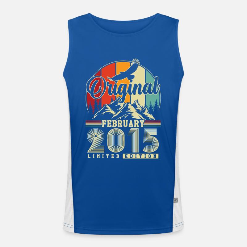Original February 2015 Vintage Birthday Men's Functional Contrast Tank Top 