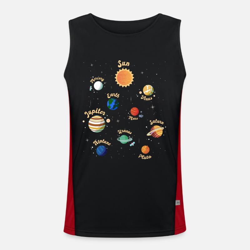 Solar System Planets Knowledge Outer Space for Kid Men's Functional Contrast Tank Top 