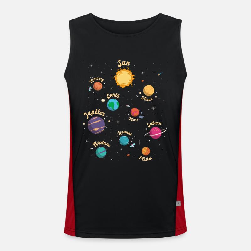 Solar System Planets Knowledge Outer Space for Kid Men's Functional Contrast Tank Top 