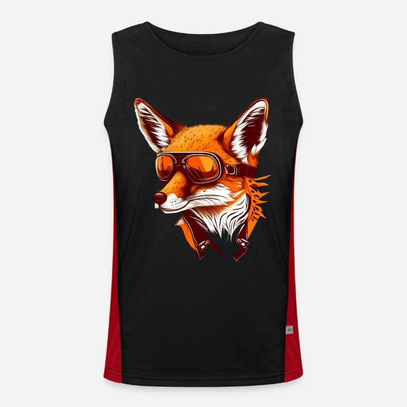 Fuchs mit Fliegerbrille Funktionelles Kontrast-Tank Top für Männer 