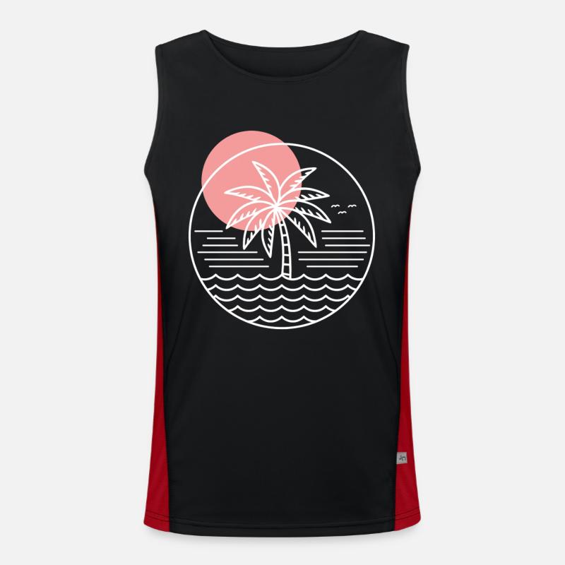 Palm Tree Circle - Men's Functional Contrast Tank Top  - black/red