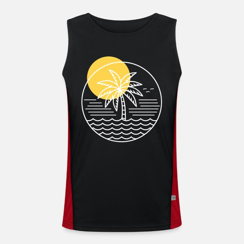 Palm Tree Circle - Men's Functional Contrast Tank Top - black/red