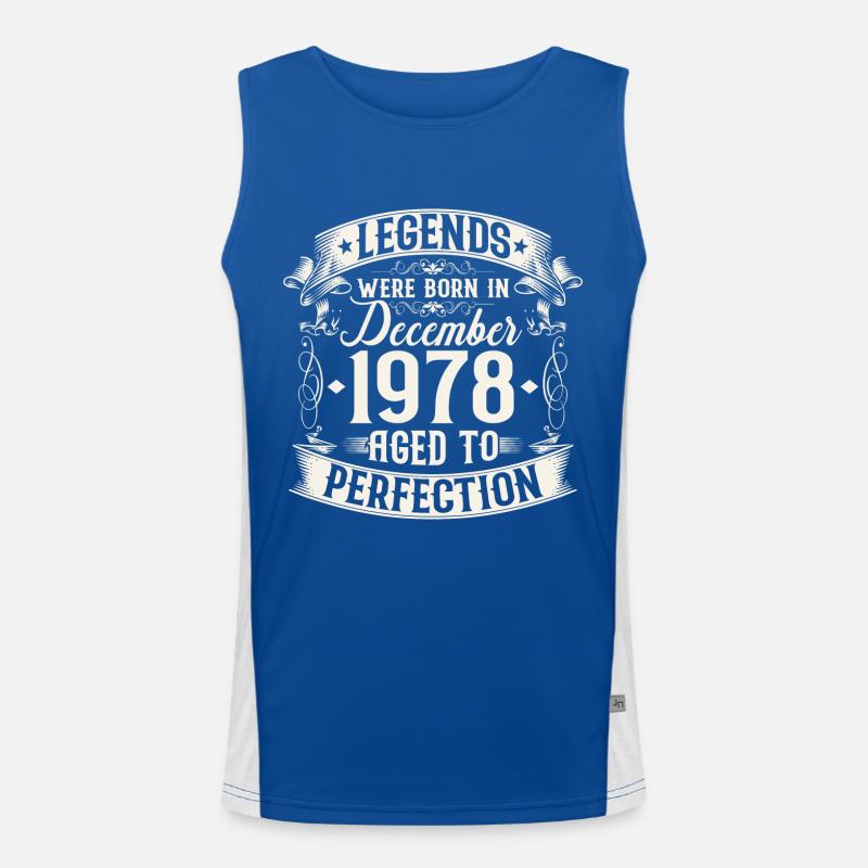 Décembre né 1978 Vintage anniversaire Débardeur respirant contrasté Homme 