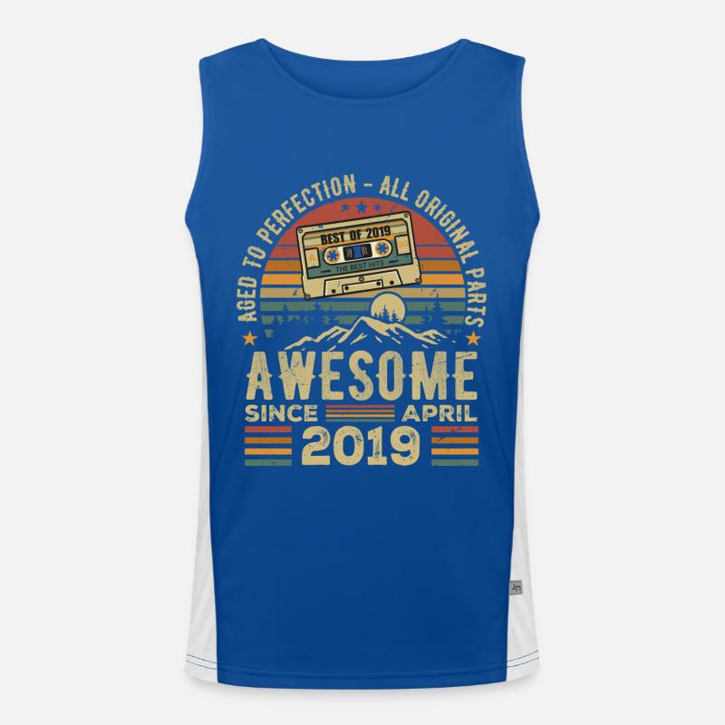April 2019 Vintage Retro Birthday Gift Men's Functional Contrast Tank Top 