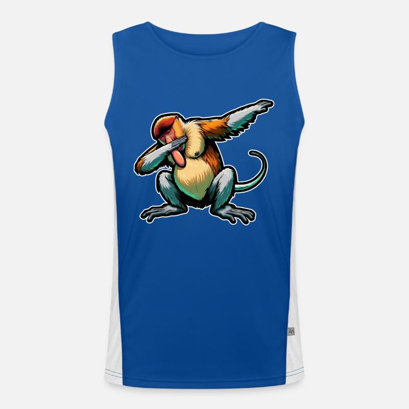 Proboscis Monkey Dabbing Monkey Gift Monkeys Men's Functional Contrast Tank Top 
