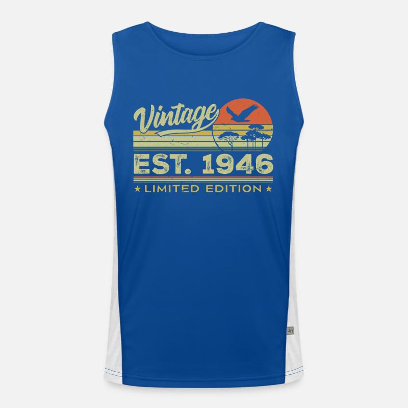 Vintage 1946 Awesome Since 1946 Gift 1946 Retro Men's Functional Contrast Tank Top 