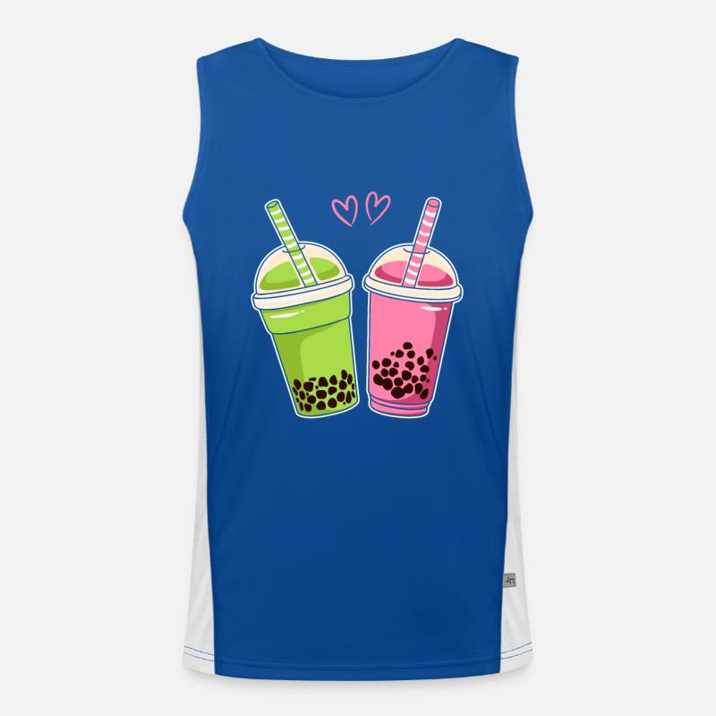 Zwei Kawaii Boba Tea Bubble Tea Funktionelles Kontrast-Tank Top für Männer 