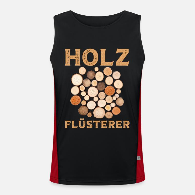 Ich bin ein Holzflüsterer mit Baumstämmen Holz Funktionelles Kontrast-Tank Top für Männer 