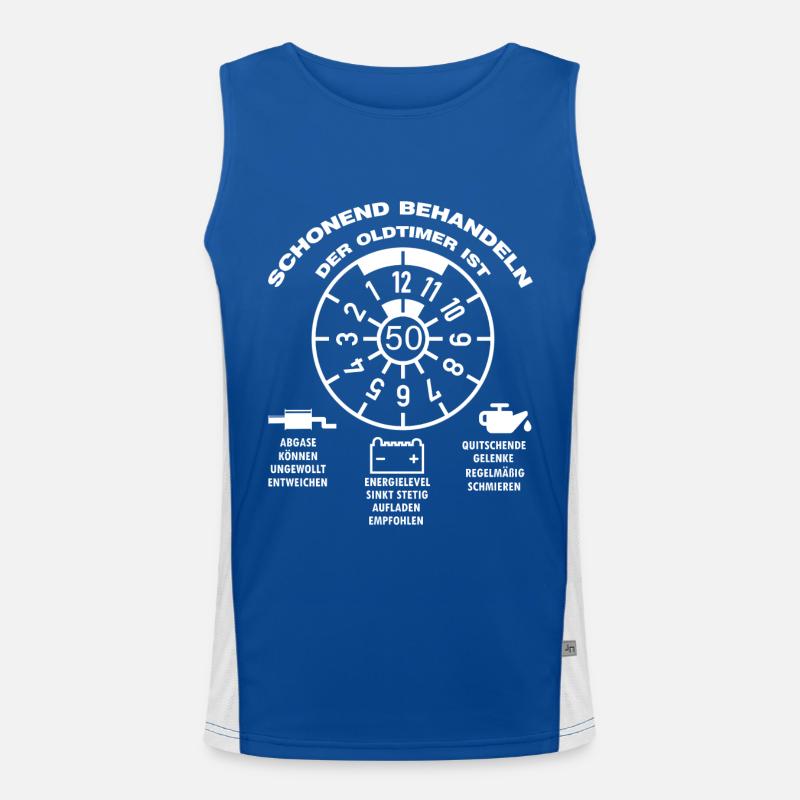 Der Oldtimer wird 50 Jahre alt lustige Auto Spruch Funktionelles Kontrast-Tank Top für Männer 