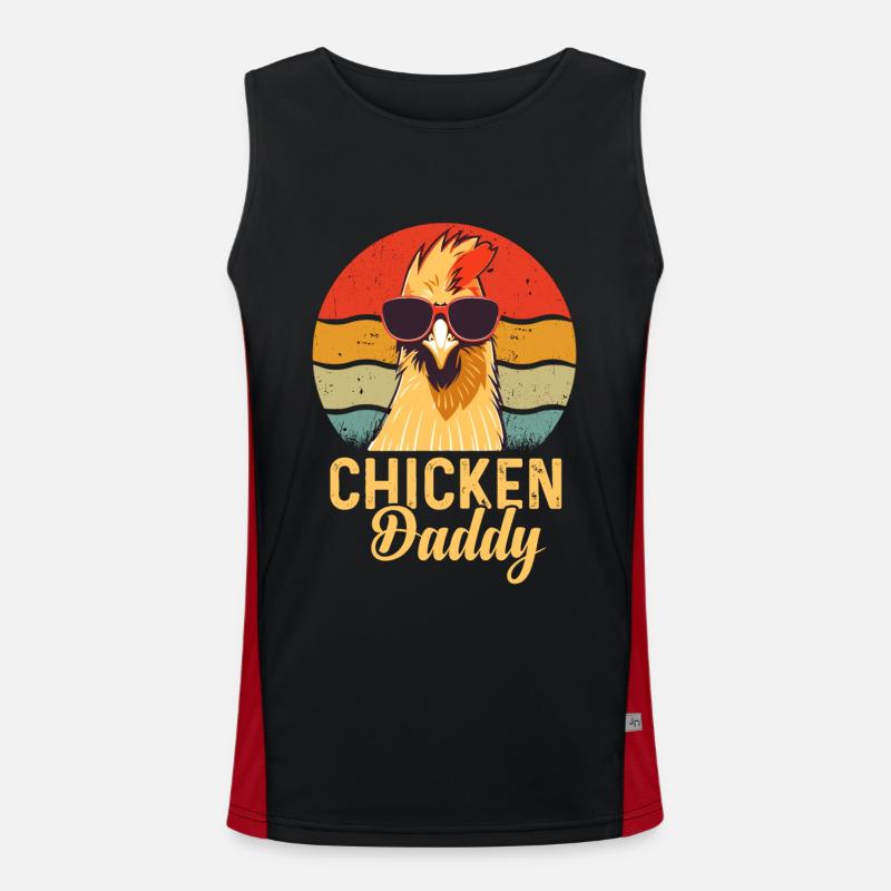 Ein lustiger Chicken Daddy mit der Sonnenbrille Funktionelles Kontrast-Tank Top für Männer 