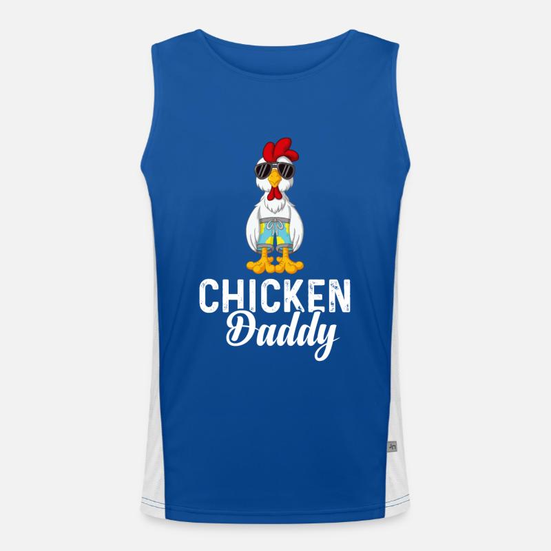 A funny chicken daddy with sunglasses Men's Functional Contrast Tank Top 