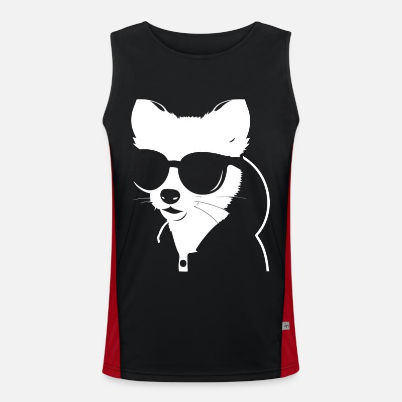 Frettchen mit Sonnenbrille Coole Frettchen Funktionelles Kontrast-Tank Top für Männer 