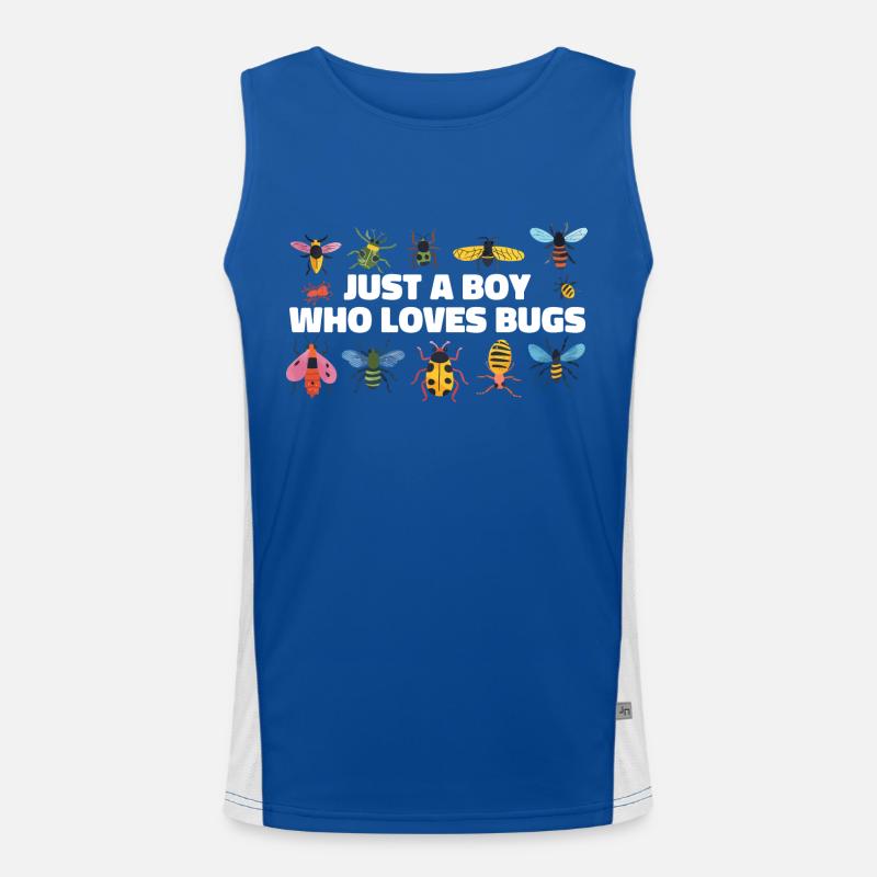 Just A Boy Who Loves Bugs Boys Bug Lover Funny Men's Functional Contrast Tank Top 