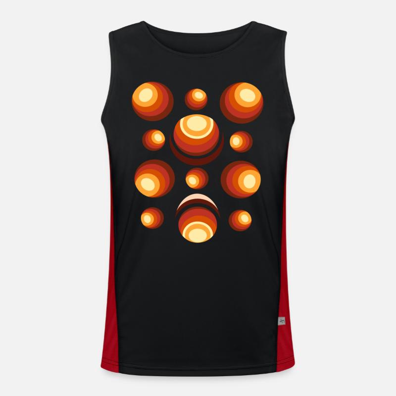 Retro Circle Pattern 70s Crescent Men's Functional Contrast Tank Top 