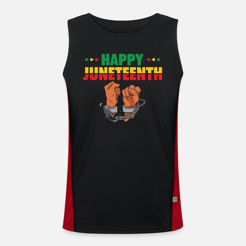 Joyeux Juneteenth Break Shackles Chain Débardeur respirant contrasté Homme 