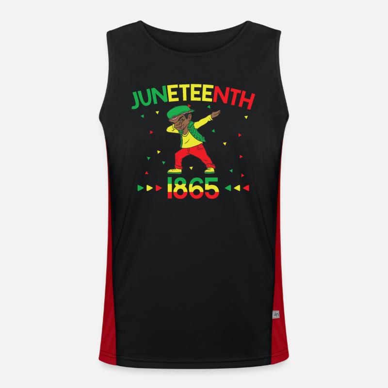 Juneteenth 1865 Schwarze Freiheitserklärung Funktionelles Kontrast-Tank Top für Männer 