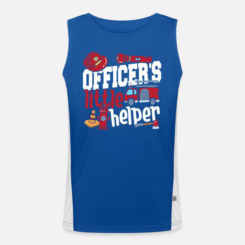 Officer's Little Helper Fire Engine Men's Functional Contrast Tank Top 