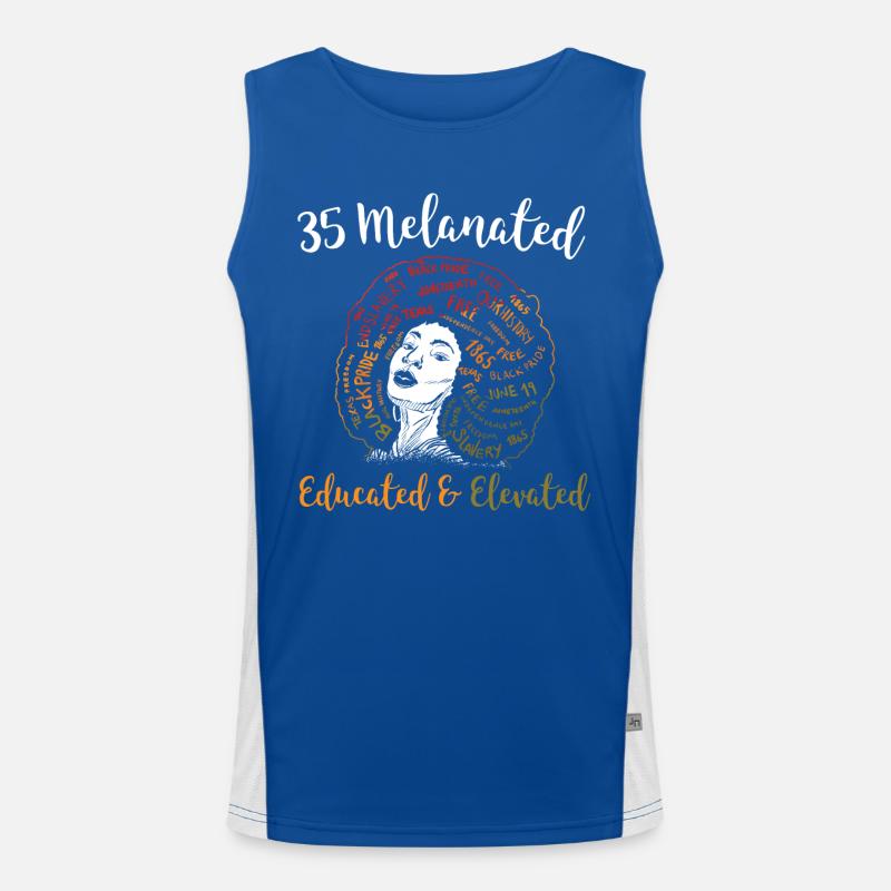 35 Melanated Educated & Elevated Juneteenth Men's Functional Contrast Tank Top 