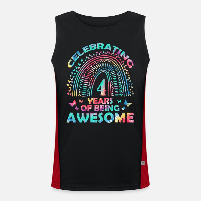Wir Feiern 4 Jahre "awesome" Geburtstag Funktionelles Kontrast-Tank Top für Männer 