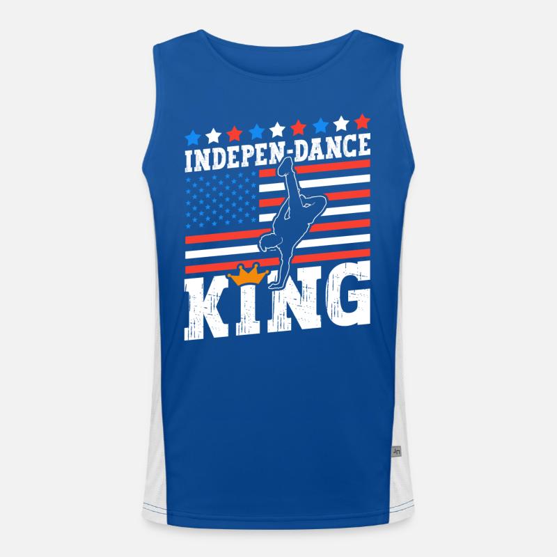Indepen-dance King July 4th Independence Day Dancers Men's Functional Contrast Tank Top 