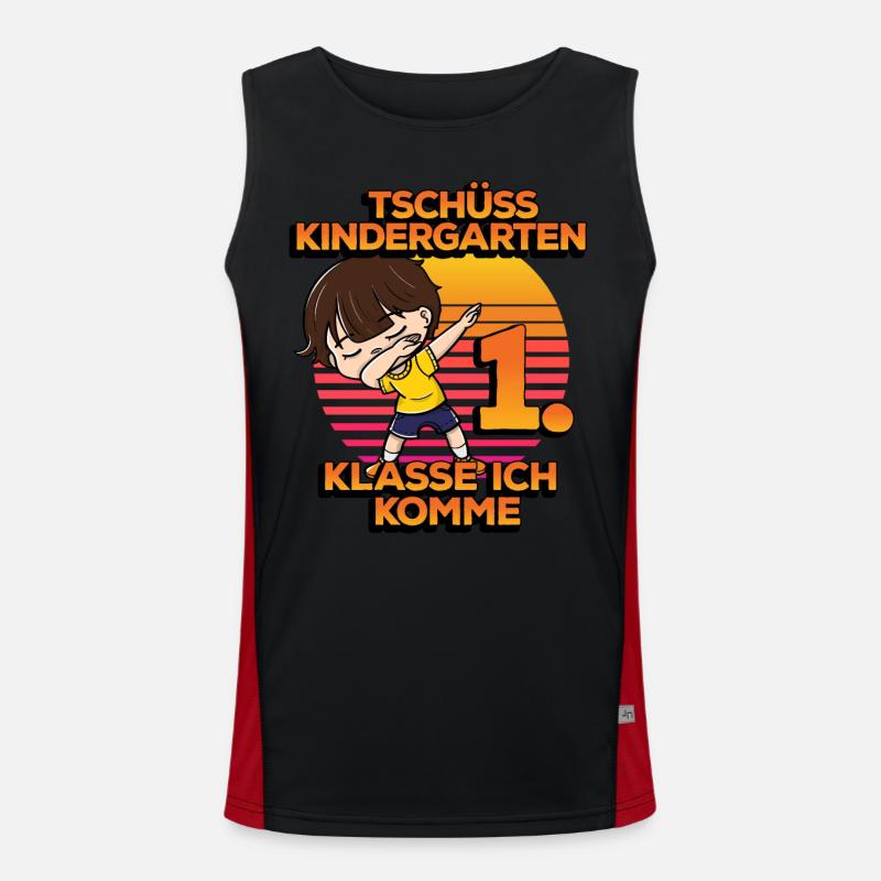 Tschüss Kindergarten 1. Klass Ich Komme Dabbing Funktionelles Kontrast-Tank Top für Männer 