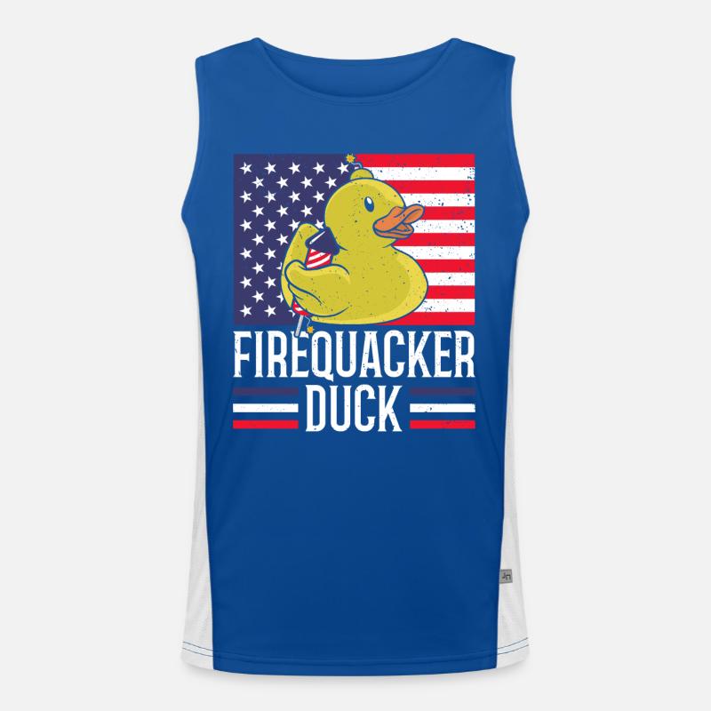 Firequacker Duck 4 juillet Firecracker Débardeur respirant contrasté Homme 