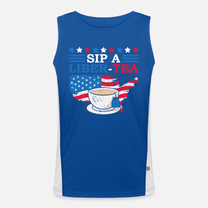 Sip A Liber-tee 4. Juli Teetrinker Independence Funktionelles Kontrast-Tank Top für Männer 