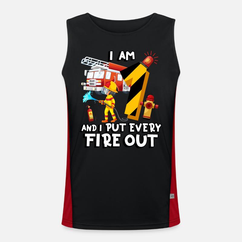 Feuerwehrauto Brandbekämpfung Ich Bin 1 Jahr Alt, Funktionelles Kontrast-Tank Top für Männer 
