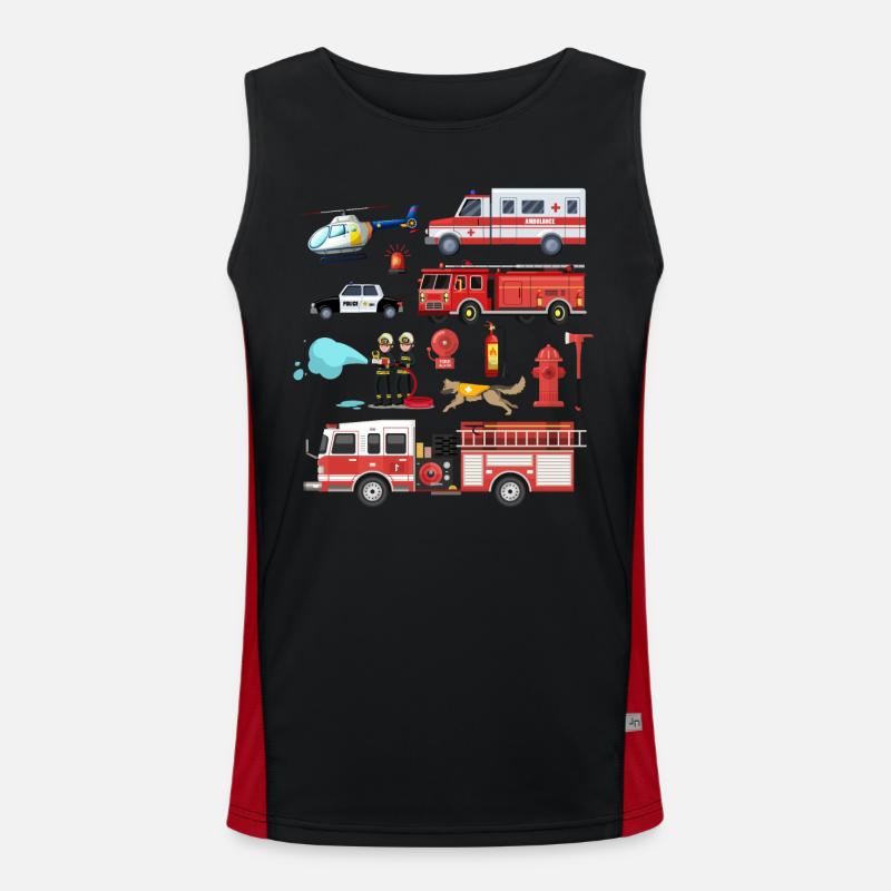 Fire Engine Rescue Firefighter Firefighter Men's Functional Contrast Tank Top 